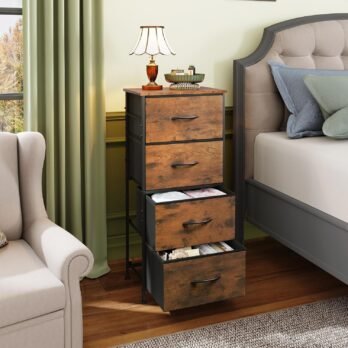 Dresser with 4 Drawers, Fabric Storage Tower